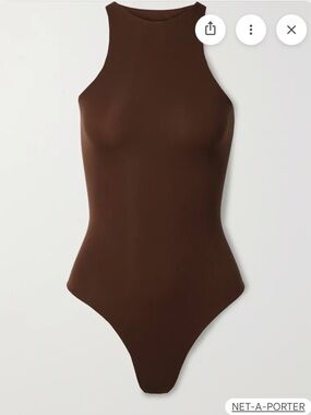 Skims Fits Everybody Sleeveless High-Neck Brown Bodysuit